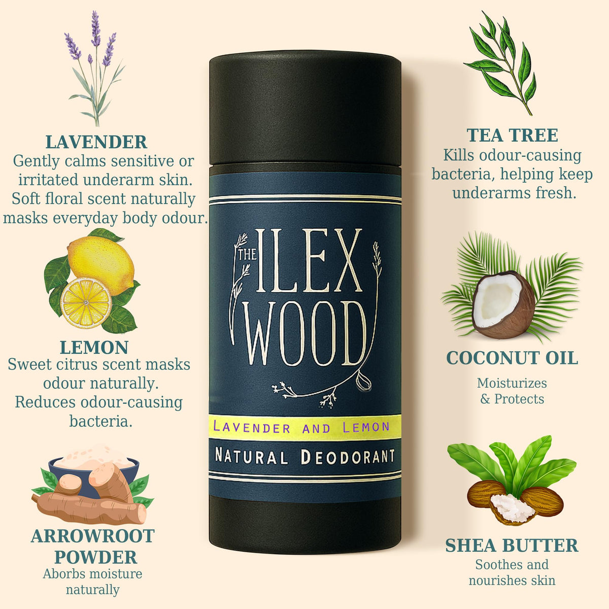 The Ilex Wood Natural Deodorant Stick - Ylang Ylang & Cedarwood - 70ml