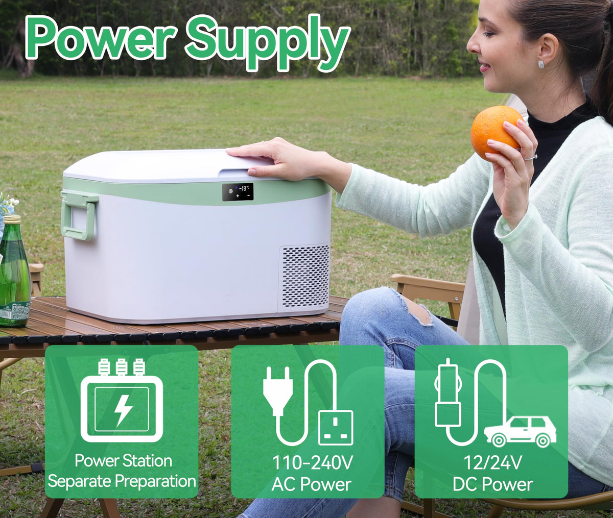 BINGI 12.8L Car Fridge Freezer Portable Compressor Cooler, 12V/24V DC & 100-240V AC Mini Refrigerator for Camping, RV, Truck, Boat, Travel, Picnic, Home Use (-18℃ to 15℃)