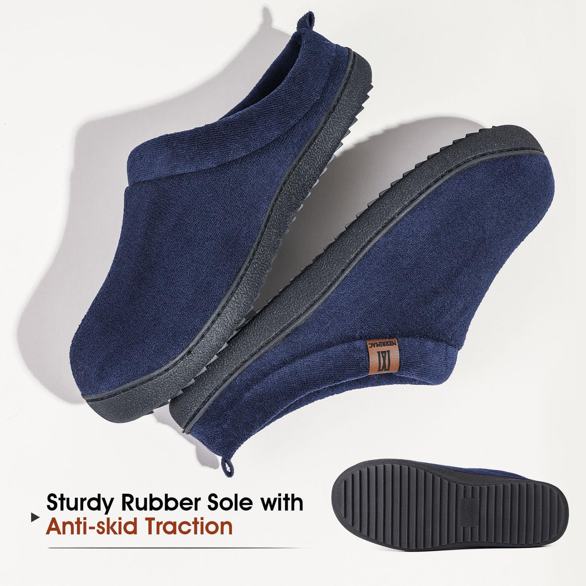 MERRIMAC Men's Slip-on Slippers Memory Foam Non-slip Indoor House Shoes