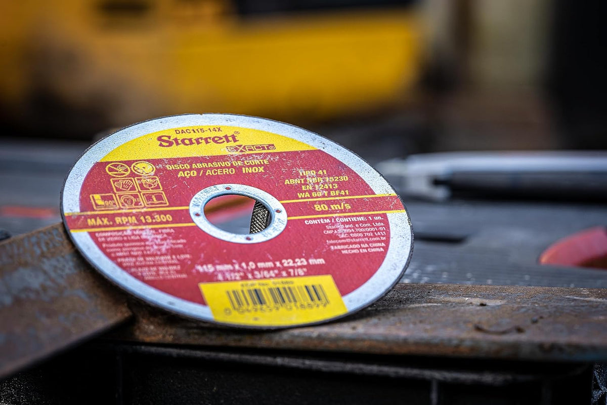 Starrett Angle Grinder Cutting & Slitting Discs - Pack of 12 - For Stainless Steel, Metals & Plastics - 115 x 1mm with 22.23mm Bore - 4.5" Cut-Off Wheel