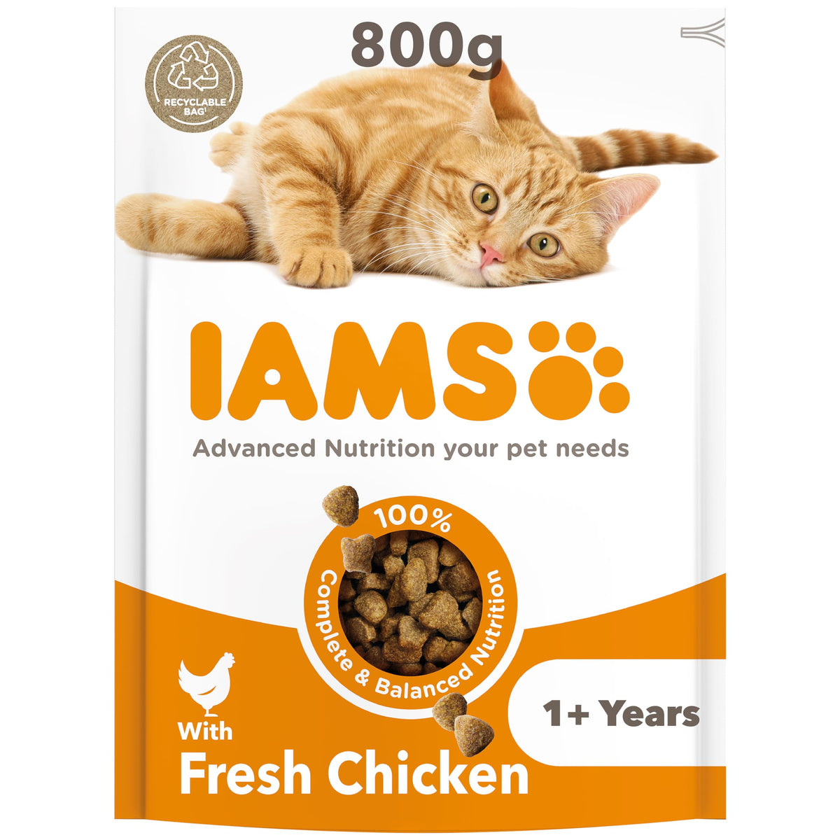 IAMS Adult Complete Dry Cat Food Chicken 3kg - Supports Strong Immune System
