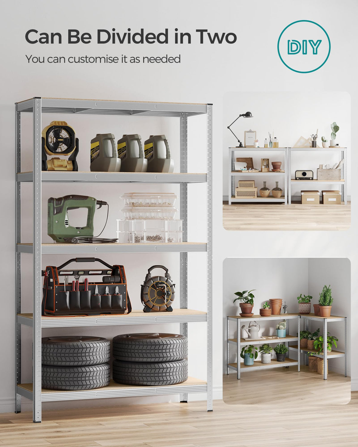 SONGMICS 5-Tier Heavy-Duty Shelving Units, Set of 2, Boltless Assembly