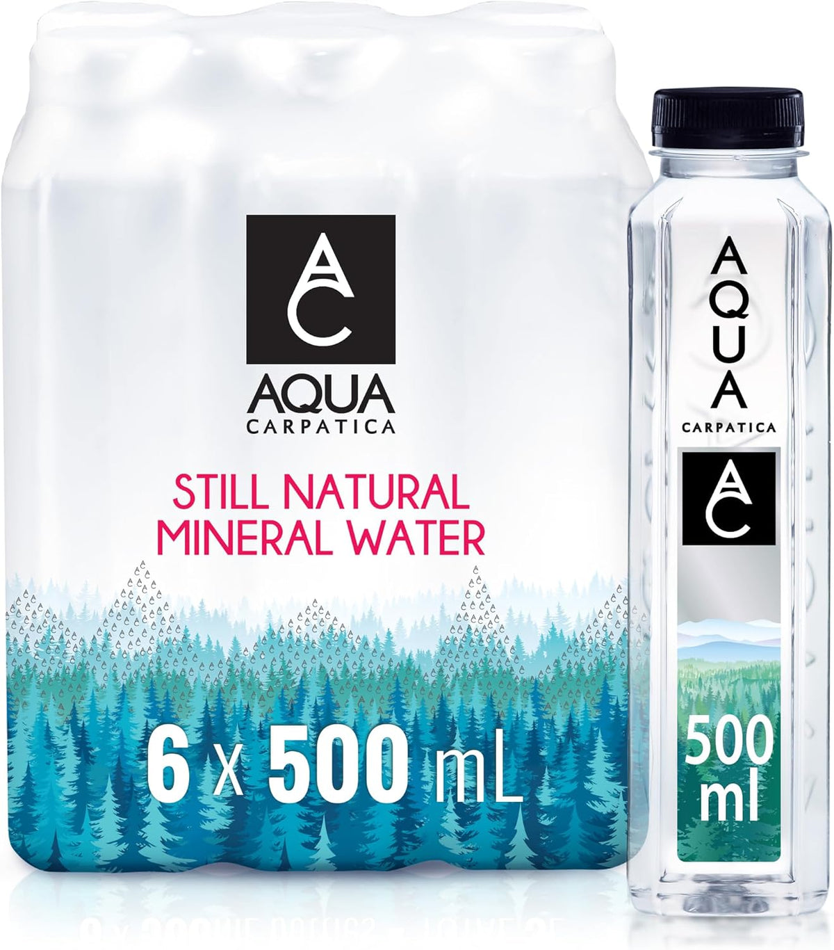 AQUA Carpatica Still Mineral Water, Naturally Alkaline, PET, 6 x 500ml