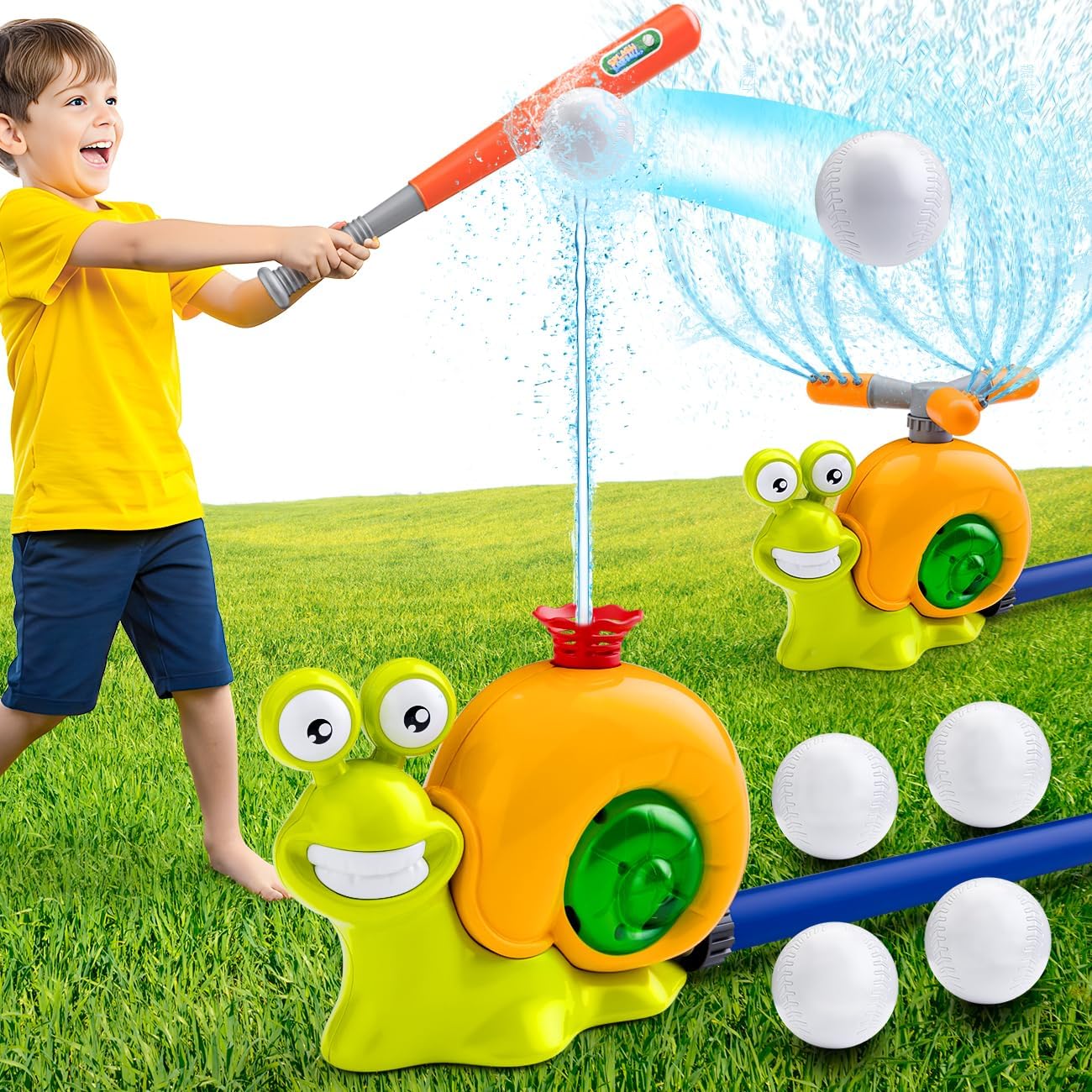 Water Sprinkler Baseball Toy for Kids: Garden Toys for Toddlers Age 3-5 - Outdoor Toys for 4 5 6 7 Year Old Boys Girls Birthday Gifts - Summer Toys for Kids 8-12 Water Play Splash Pad
