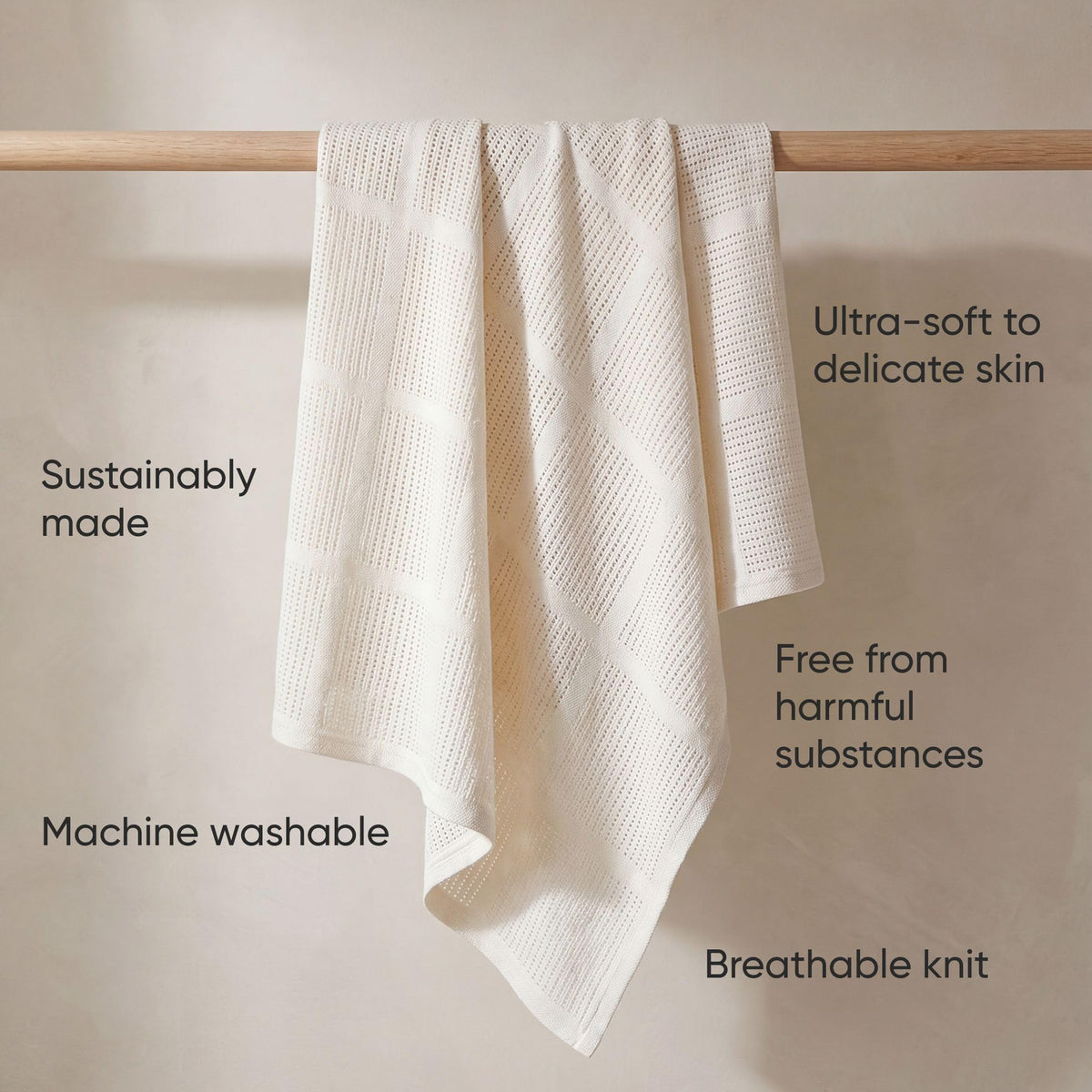 Bloomsbury Mill - Cellular Blankets Baby - 100% Organic Cotton - 2 Pack - Cloud - White - Newborn Essentials - Soft Breathable Baby Blankets for Pram, Cot, Moses Basket - 75x95cm