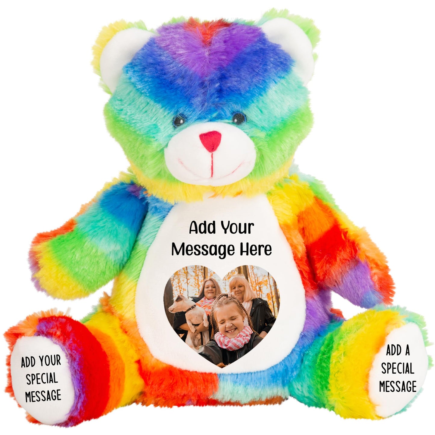 Personalised Photo Teddy Bear – Add Photo on Front & Text on Feet | 28 Styles | Custom Keepsake Gift for Baby, Sympathy, Birthday & More (Brown Teddy Bear)