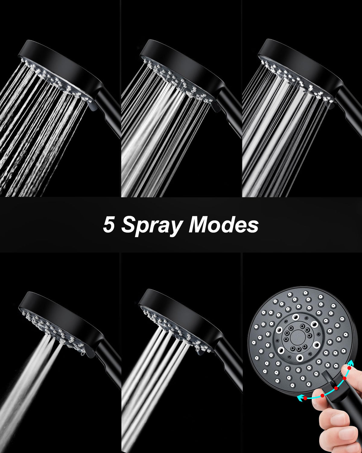 Magichome Shower Head, High Pressure Shower Head with 5 Spray Modes