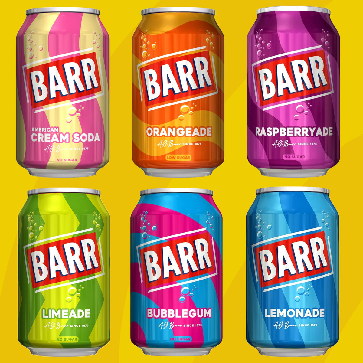 Barr Cream Soda Zero Sugar Sparkling Soft Drink, 24 Pack, 330ml Cans