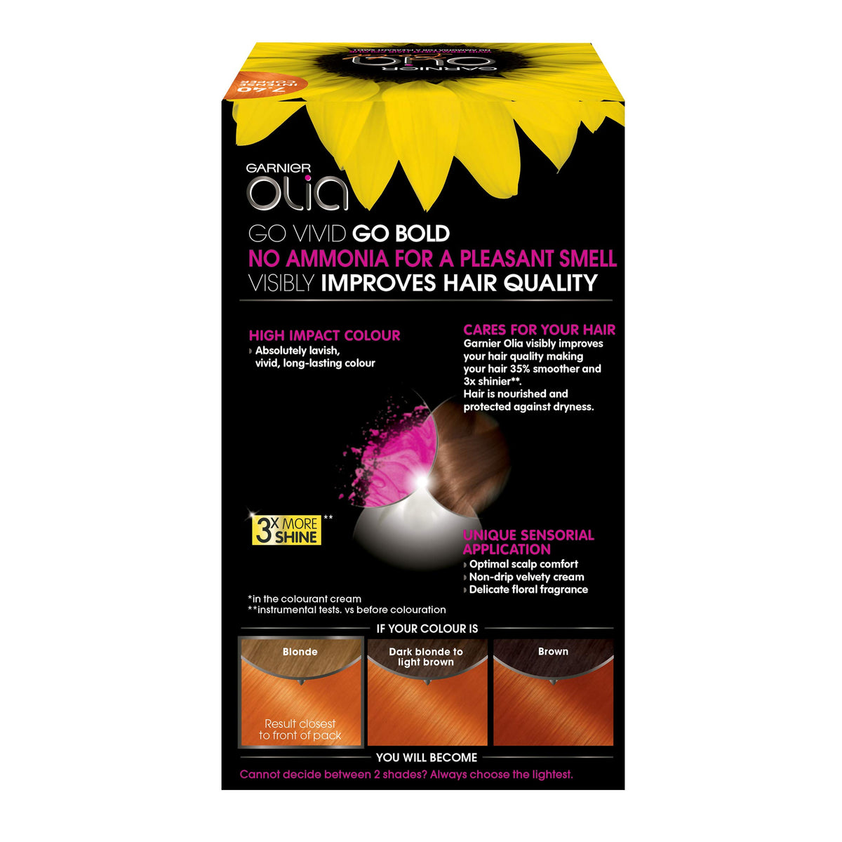 Garnier Olia Luminous Long-Lasting Permanent Hair Colour, 5.0 Brown