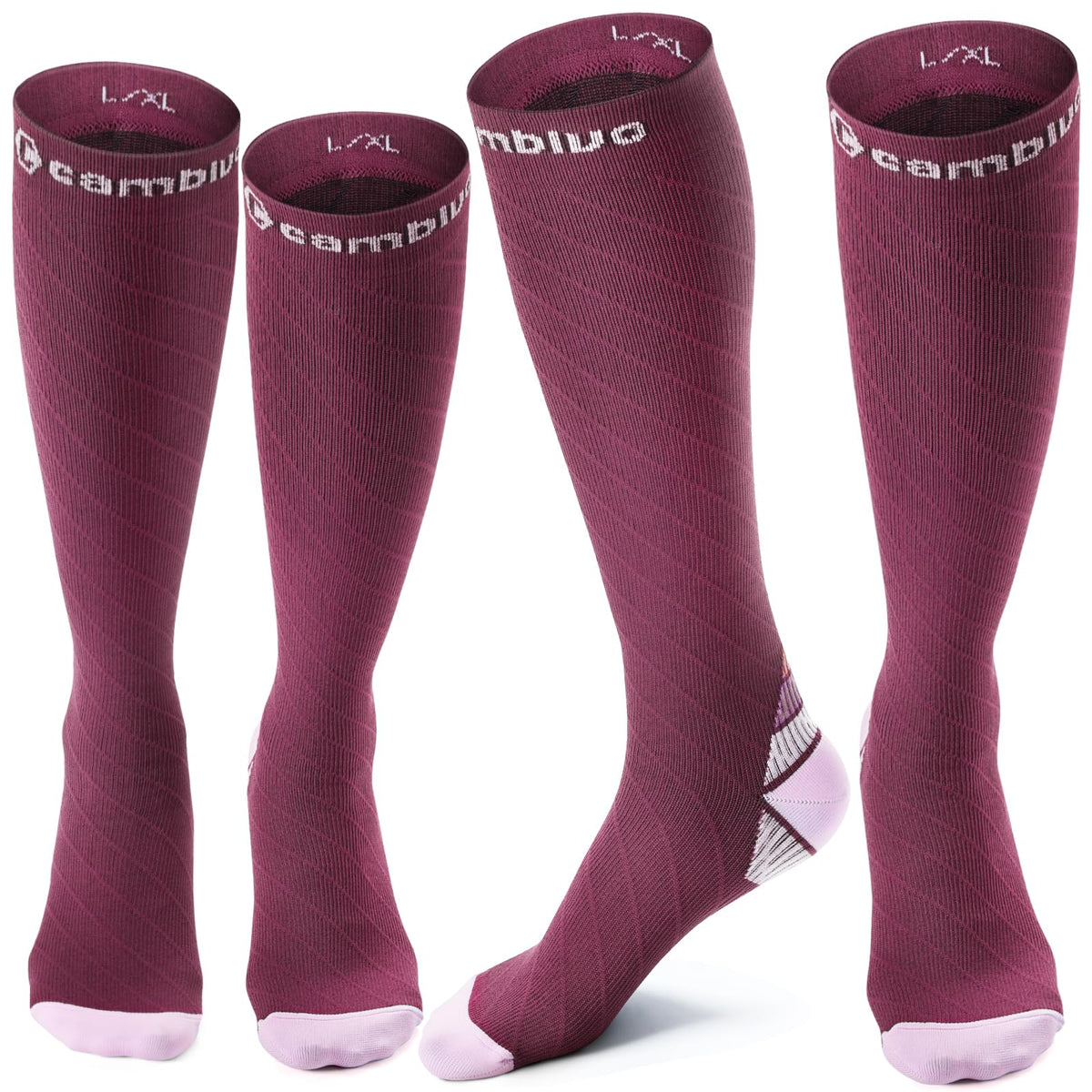 CAMBIVO Compression Socks for Women & Men 2 Pairs, Travel Flight Socks