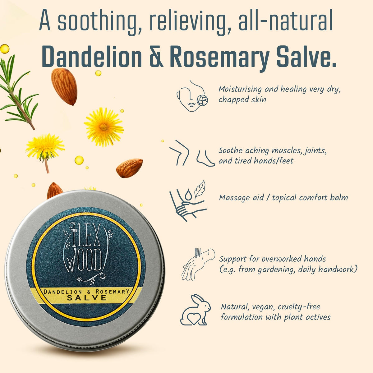 The Ilex Wood - Herbal Salve Gift Set - 100% Natural Handmade, Cruelty & Plastic Free. Skin irritation, scrapes, bites, stings soothes rashes, itching, dry skin, eczema, chapped hands. 3 x 100ml