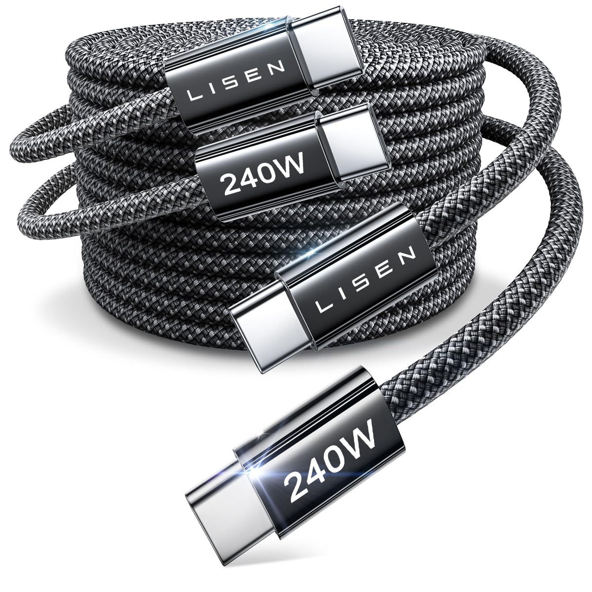 LISEN 240W USB C to USB C Cable 2-Pack, 2m USB C Charger Cable Fast Charger