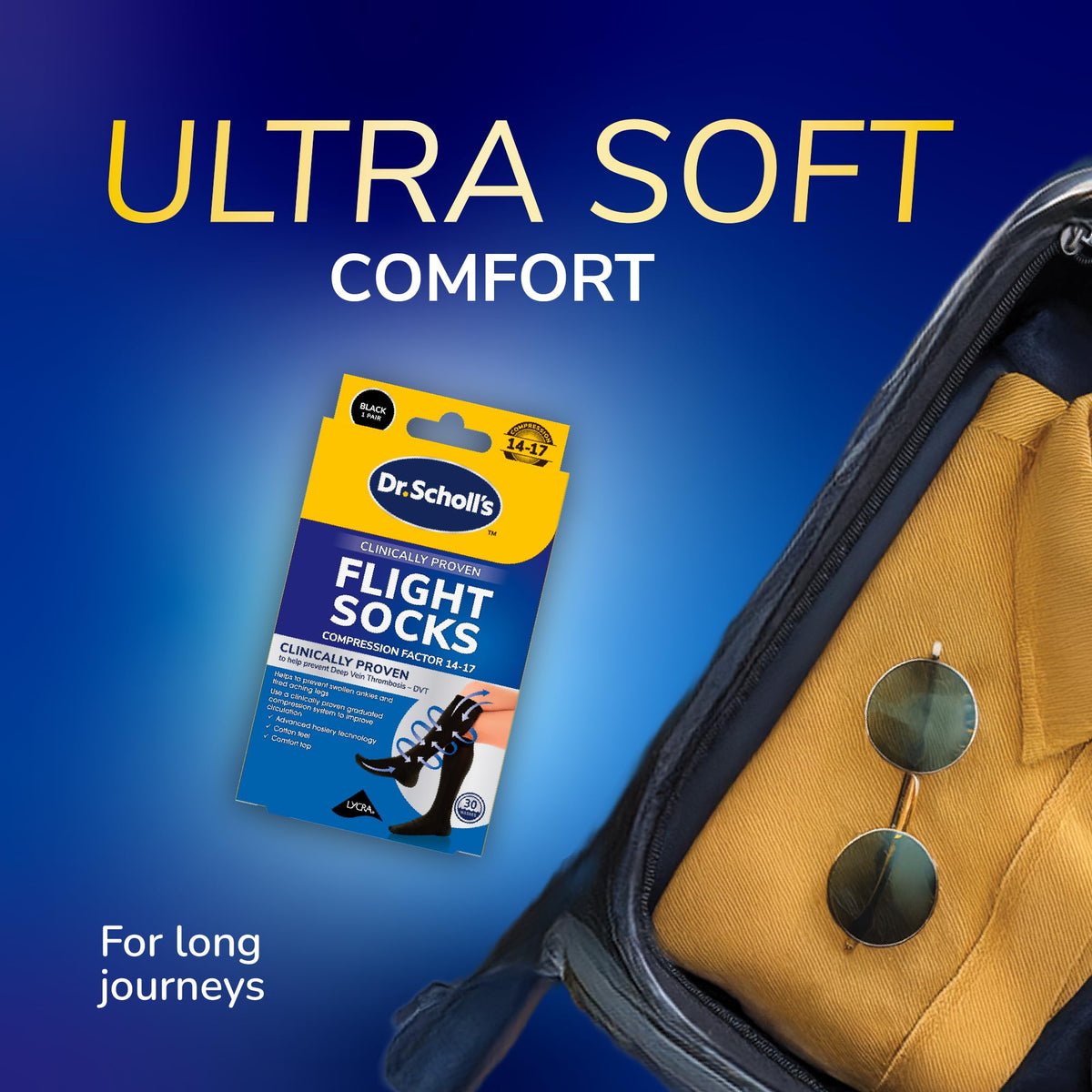 Dr. Scholl's Flight Socks - Clinically Proven Compression Socks for Flight Travel - Help Prevent Swollen Ankles and Deep Vein Thrombosis
