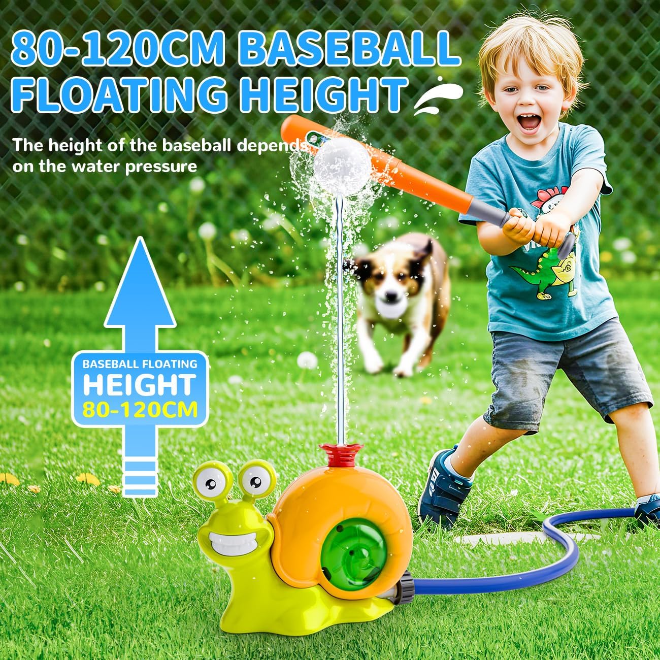 Water Sprinkler Baseball Toy for Kids: Garden Toys for Toddlers Age 3-5 - Outdoor Toys for 4 5 6 7 Year Old Boys Girls Birthday Gifts - Summer Toys for Kids 8-12 Water Play Splash Pad