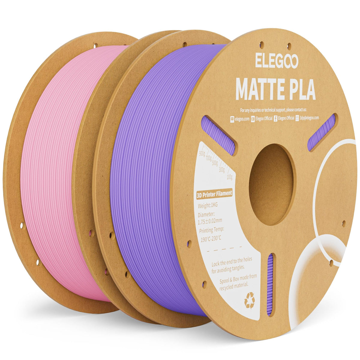ELEGOO Matte PLA 3D Printer Filament Lavender Purple 1KG 1.75mm