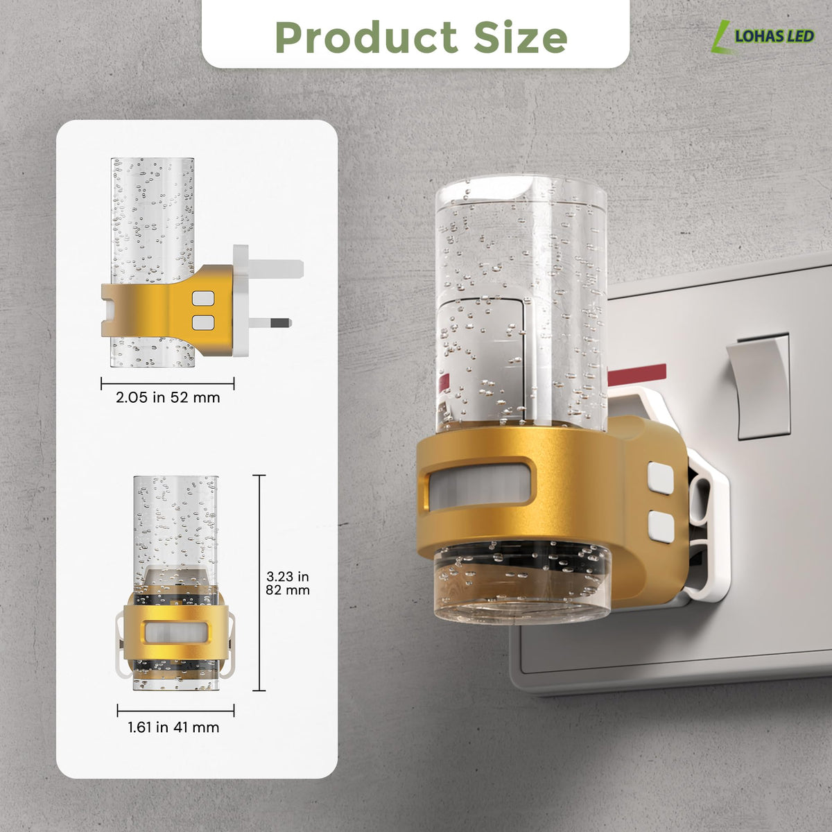 LOHAS-LED Night Light Plug in Wall with Motion Sensor, Dimmable Night Light