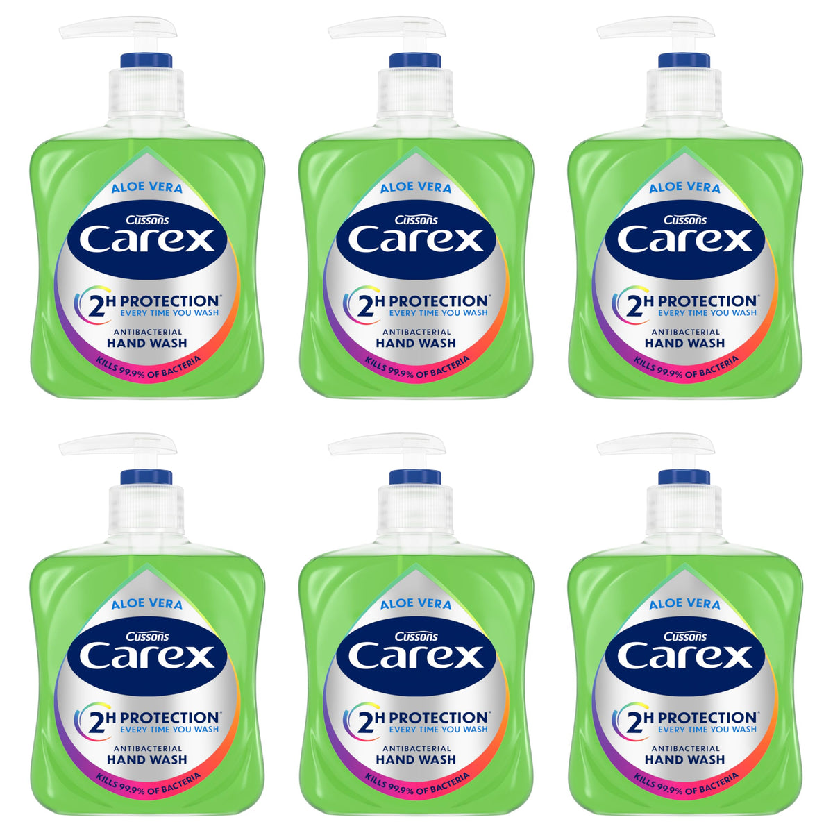 Carex 2 Hour Protection Antibacterial Peony and Blossom Hand Wash, Clean & Protect Hands, Bulk Buy, Pack of 6 x 250ml