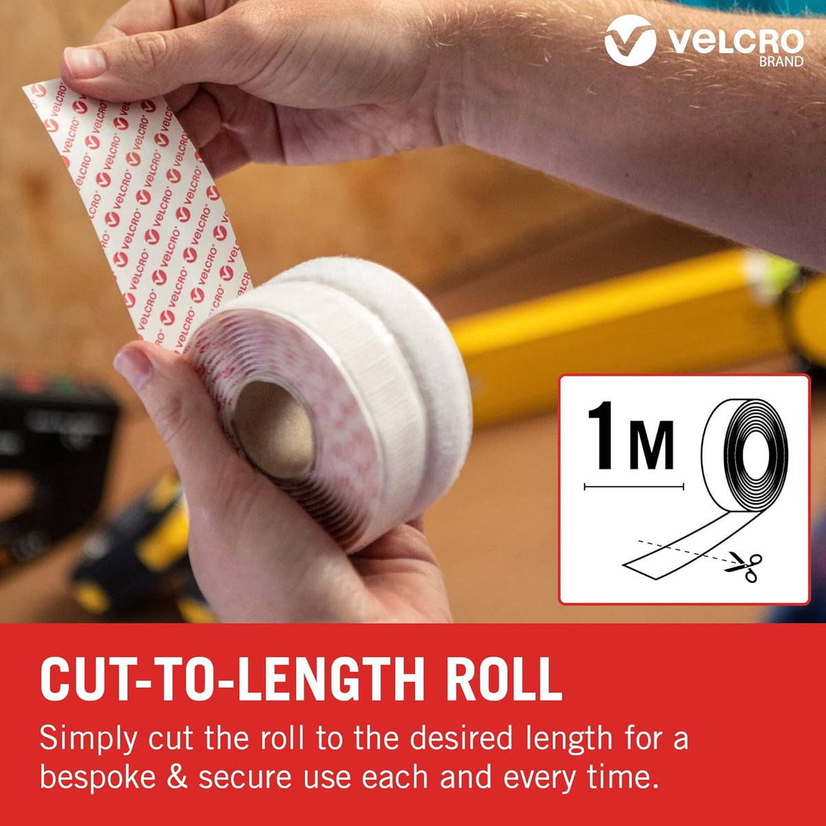 VELCRO Brand VEL60210 - Stick On Hook and Loop Fasteners | Perfect for Home or Office | 20mm x 1m Tape | White