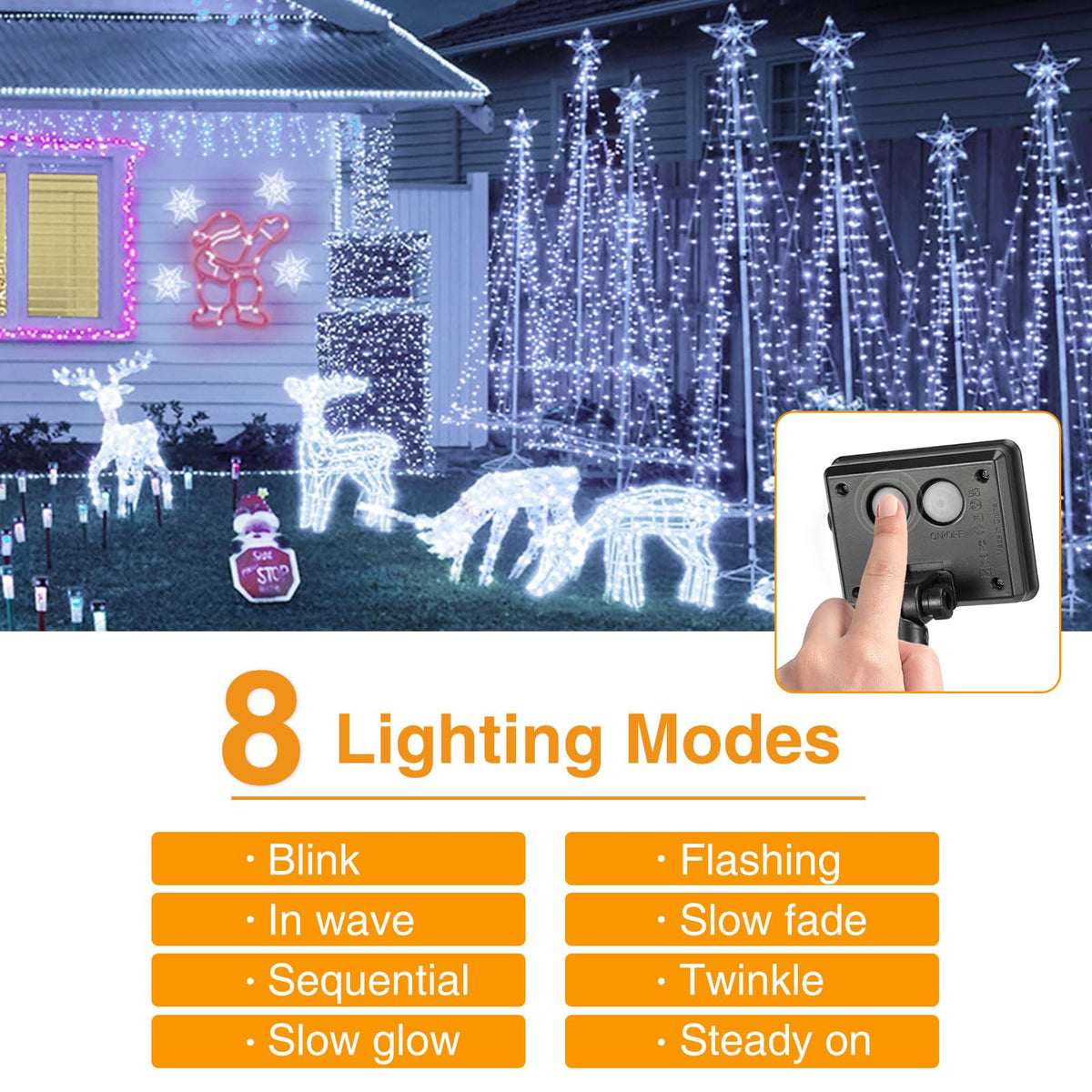 litogo 120 LED Solar String Lights Outdoor, 12M/40Ft 8 Modes Solars Garden Lights Waterproof Copper Wire Decorative Solar Fairy Lights for Patio, Gate, Yard, Trees, BBQ, Wedding, Party