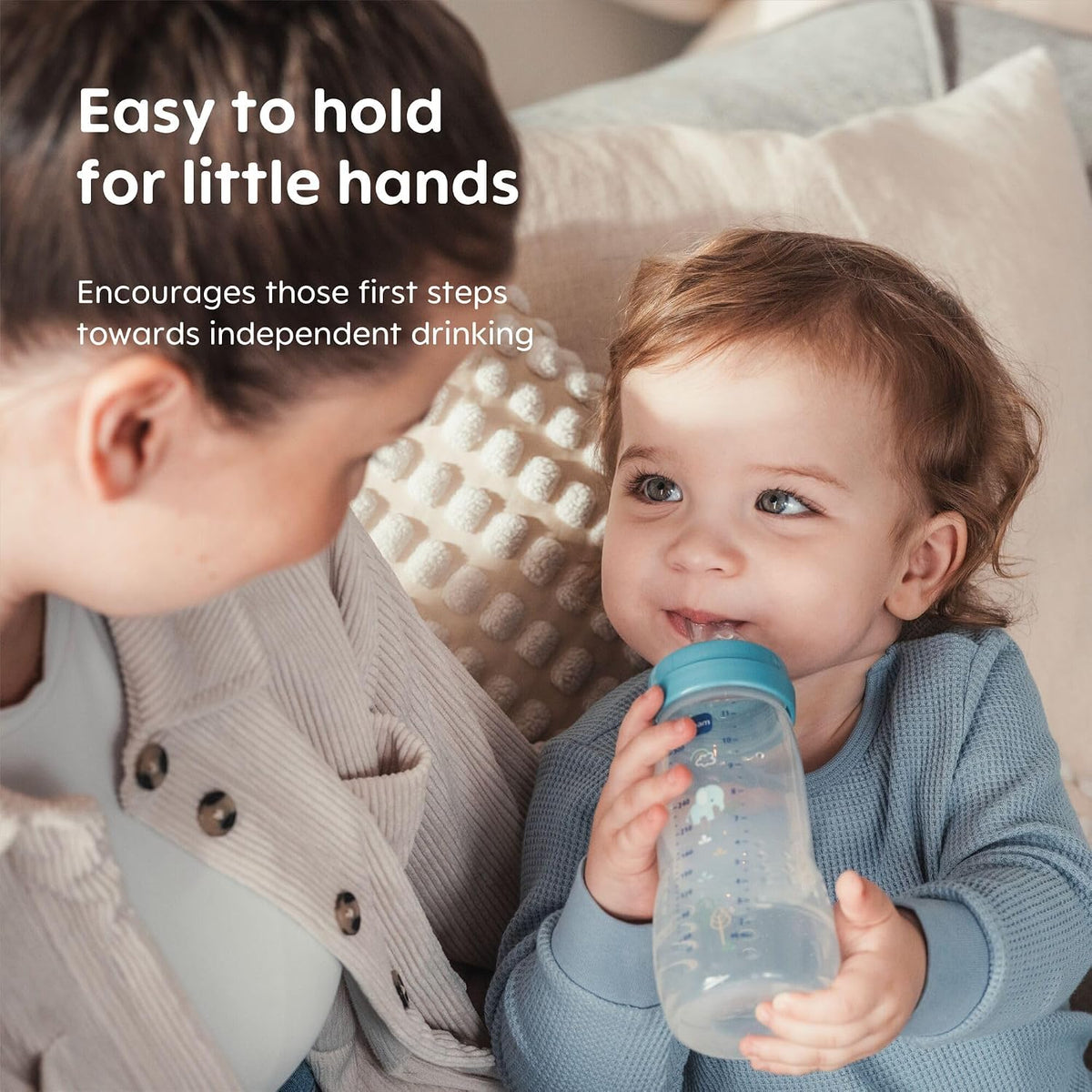 MAM Easy Active Bottles, 4X 330ml, Easy-Grip Ergonomic Shape, Blue