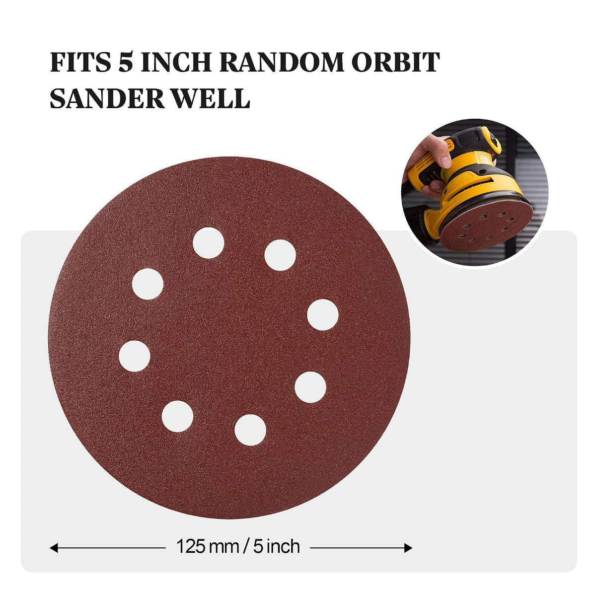 SATC Sanding Discs 150 Grit 110PCS Orbital Sander Discs 125mm Hook and Loop Round Orbital Sander Pads for Sanding
