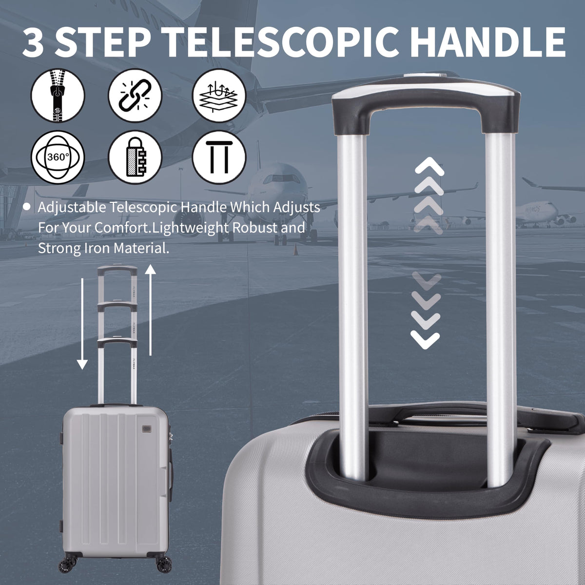 FLYMAX 29" Large Suitcase 4 Wheel Lightweight Luggage Hard Shell Travel Case Hold Check in Fits 23kg - 27kg + 3 Digit Lock Suitcase Large + Telescopic Handle 103 Litre Capacity