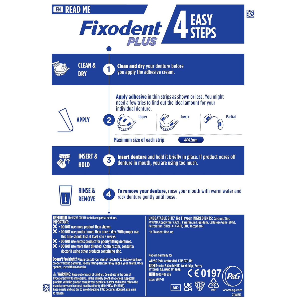 Fixodent Plus Unbeatable Bite Denture Adhesive, Flavour Free 40g