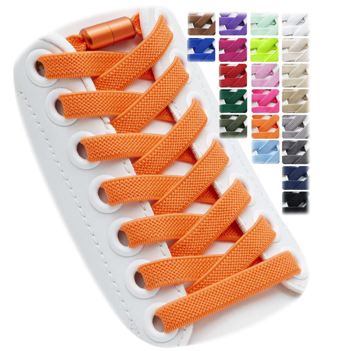 2 Pairs Elastic Shoe Laces for Trainers, 8mm Shoelace