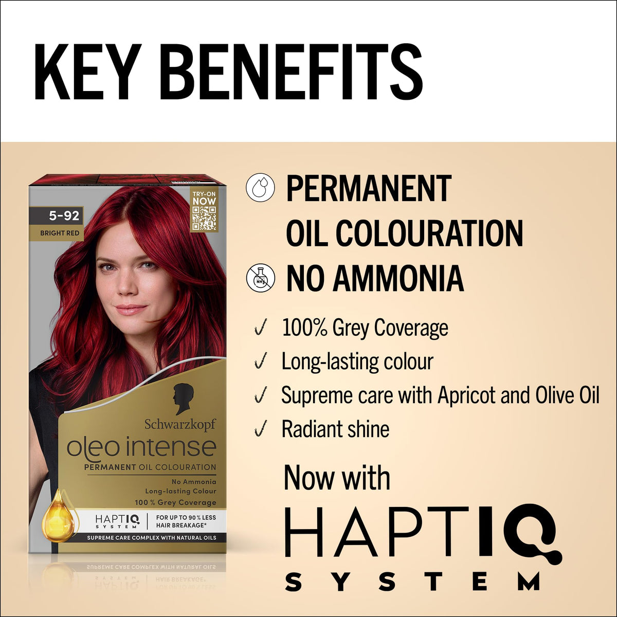 Schwarzkopf Oleo Intense Permanent Hair Colour 4-60 Gold Brown | Ammonia Free Oil Hair Dye | 100% Grey Coverage | Long-Lasting Rich Colour | With HaptIQ System & Caring Oil Mask (Pack of 2)