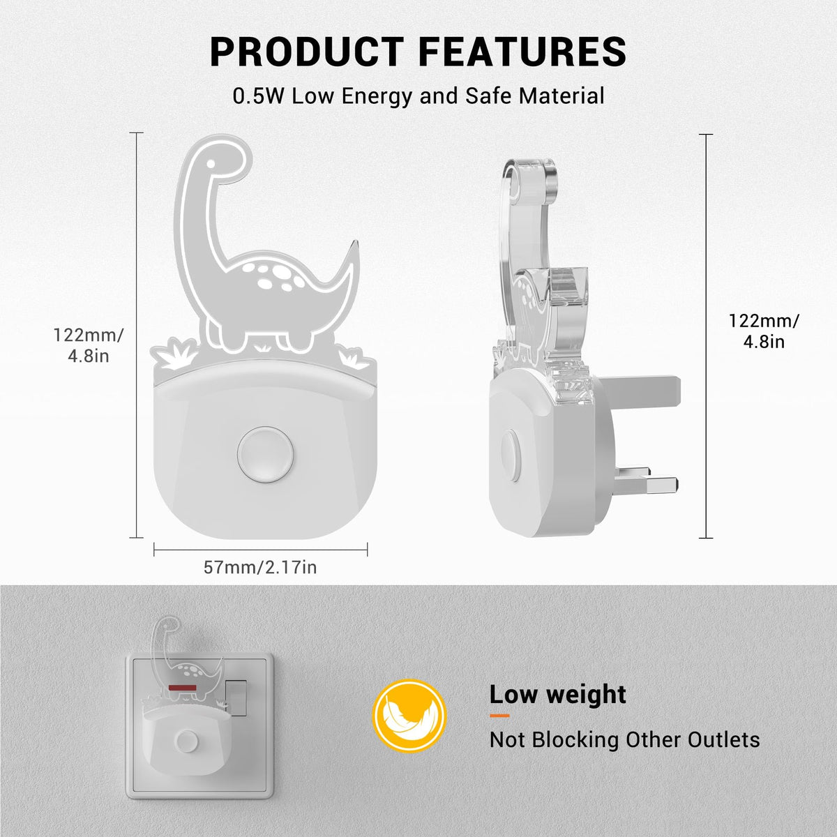 Emeritpro Night Light Plug in Wall with Dusk to Dawn Sensor, Warm White+RGB