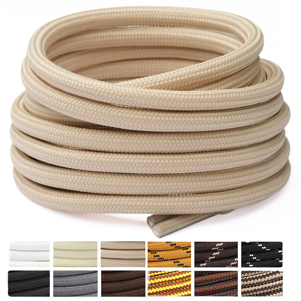 Stepace 2 Pairs Round Heavy Duty Boot Laces for Hiking and Work Boots