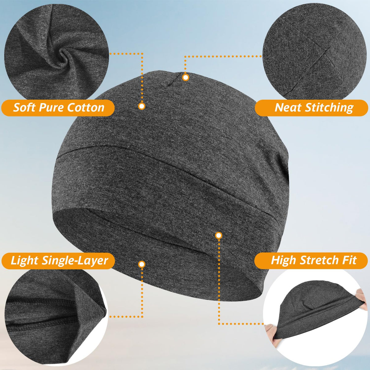 EINSKEY 100% Cotton Skull Caps for Men, Multipurpose Daily Wear Beanie Hat