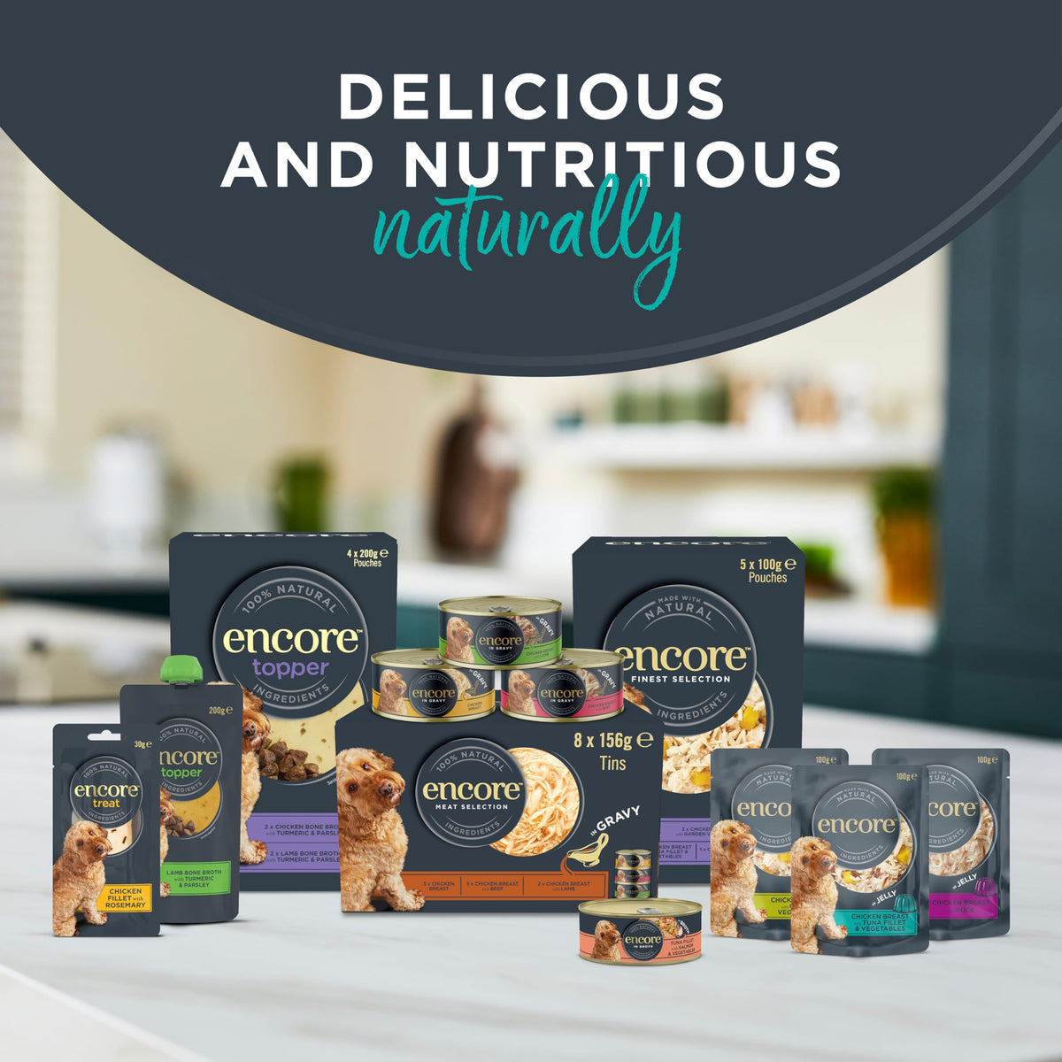 Encore 100% Natural Wet Dog Food, Chicken with Fish Selection in Broth 100g Pouch (Pack of 15x100g)