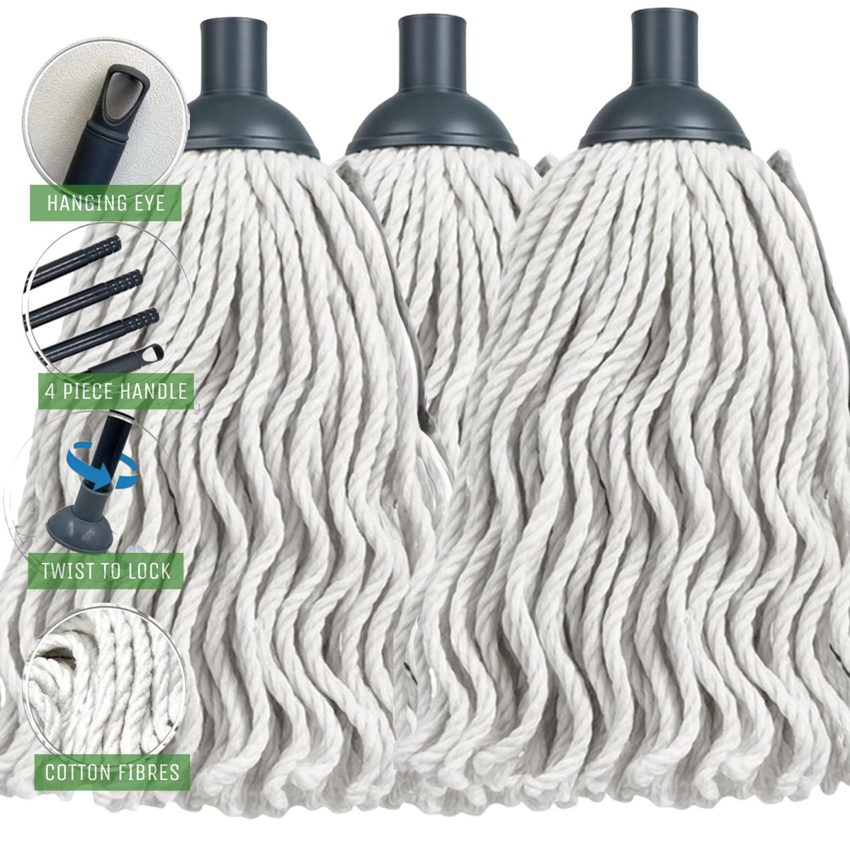 MOP AND BUCKET (3 HEADS ONLY)