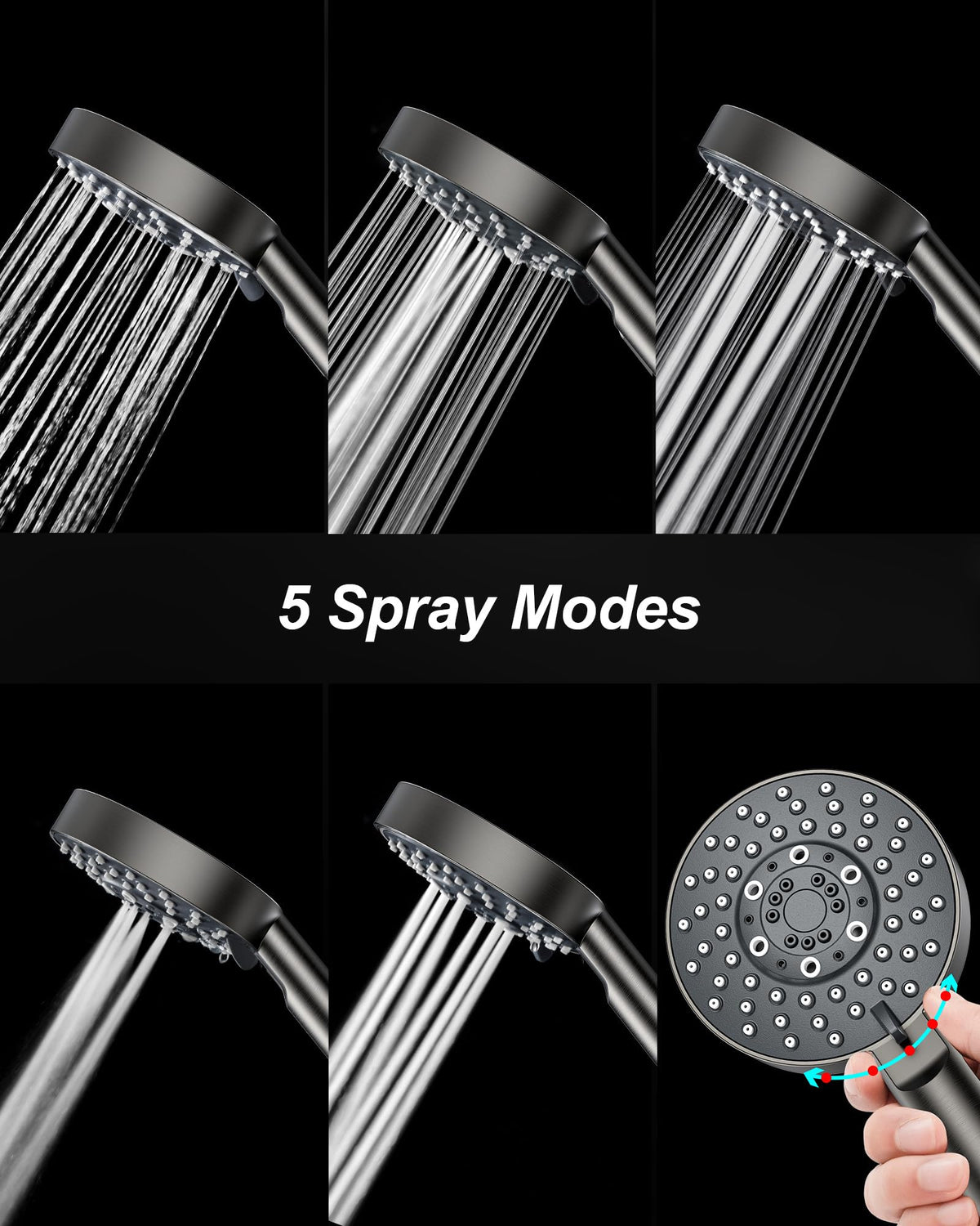 Magichome Shower Head, High Pressure Shower Head with 5 Spray Modes