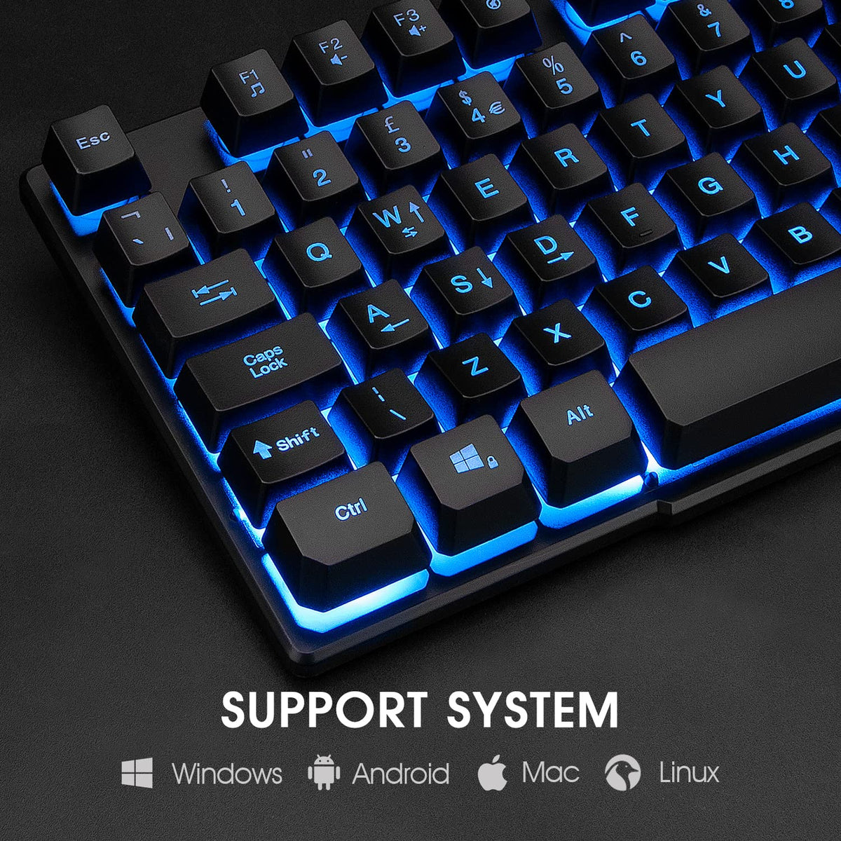 Rii Gaming Keyboard,USB Wired Keyboard with Rainbow LED Backlit Mechanical Feeling for Working Gaming (UK Layout)