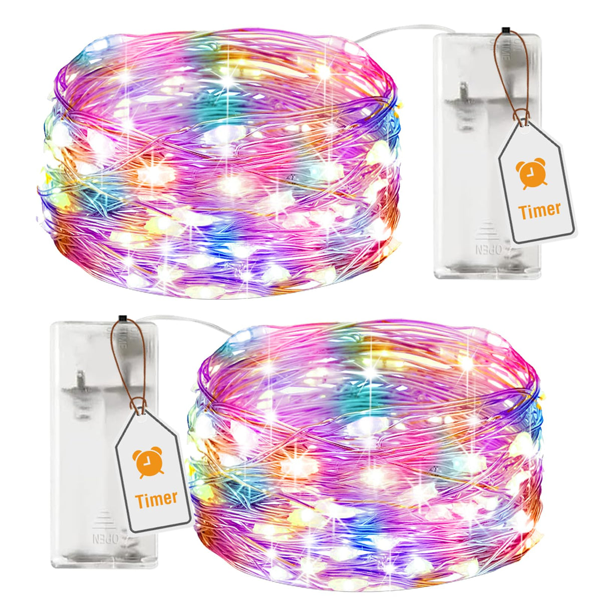 btfarm 2 Pack Halloween Orange Fairy Lights Battery Operated with Timer