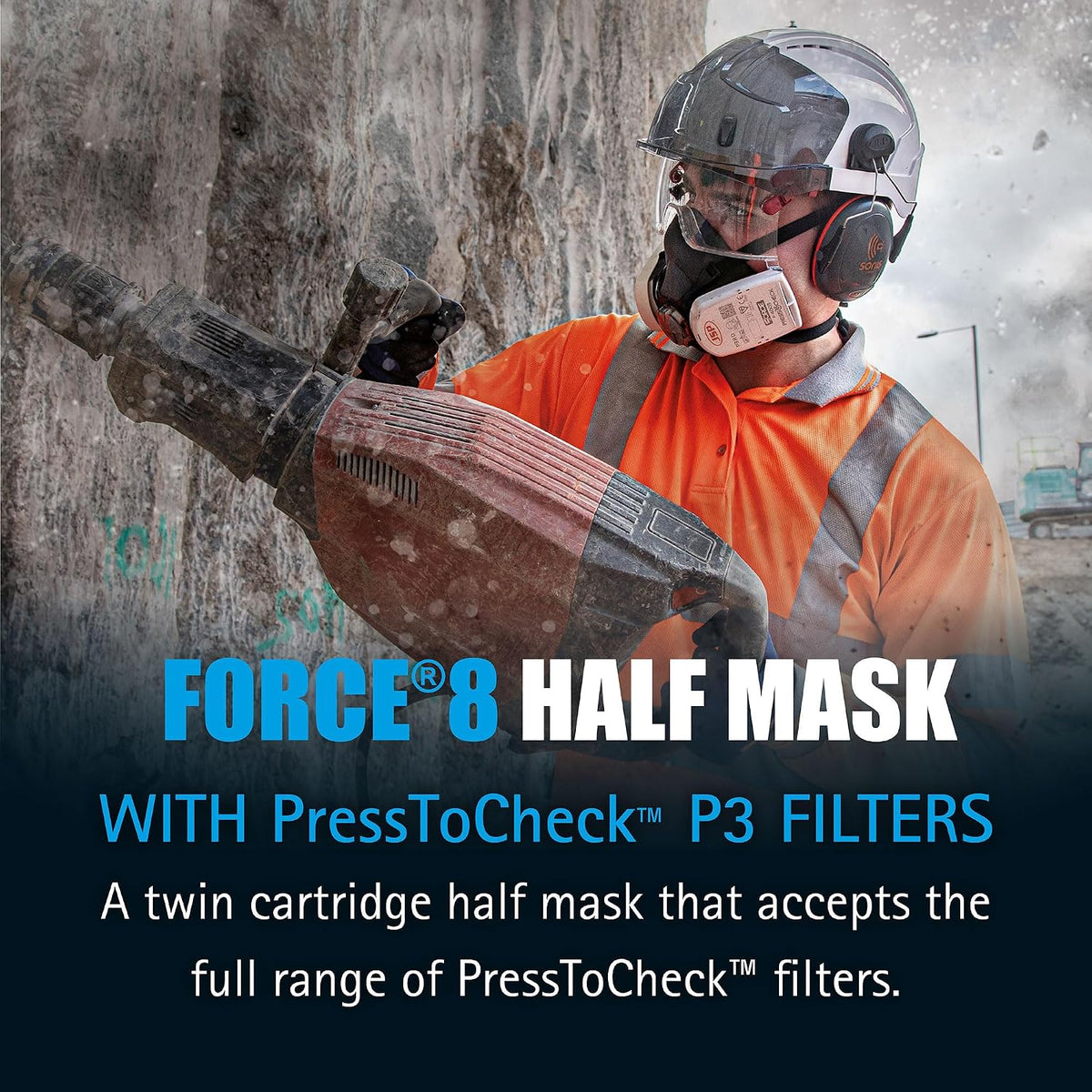 JSP FORCE 8 Half Mask Reusable Respirator with PressToCheck P3 Filters