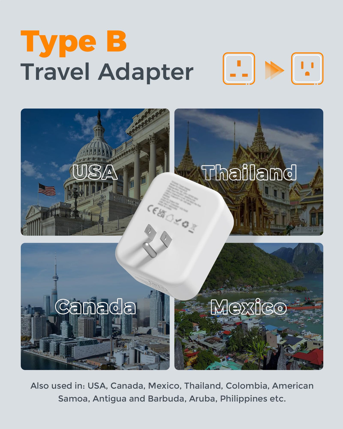 TESSAN UK to South Africa Plug Adapter, Type M Travel Adaptor with USB C