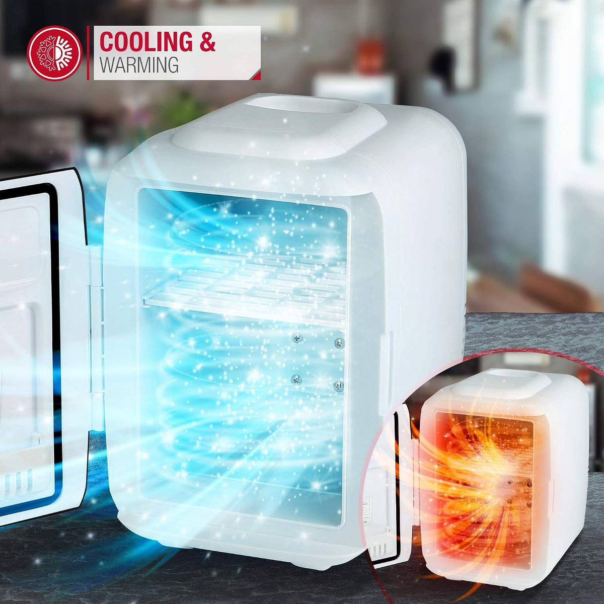 NETTA 5L Mini Fridge - Portable Small Fridge for Drinks, Snacks, Skincare - For Bedroom, Student Dormitory, Office With Cooling And Warming Function - AC/DC Portable – White
