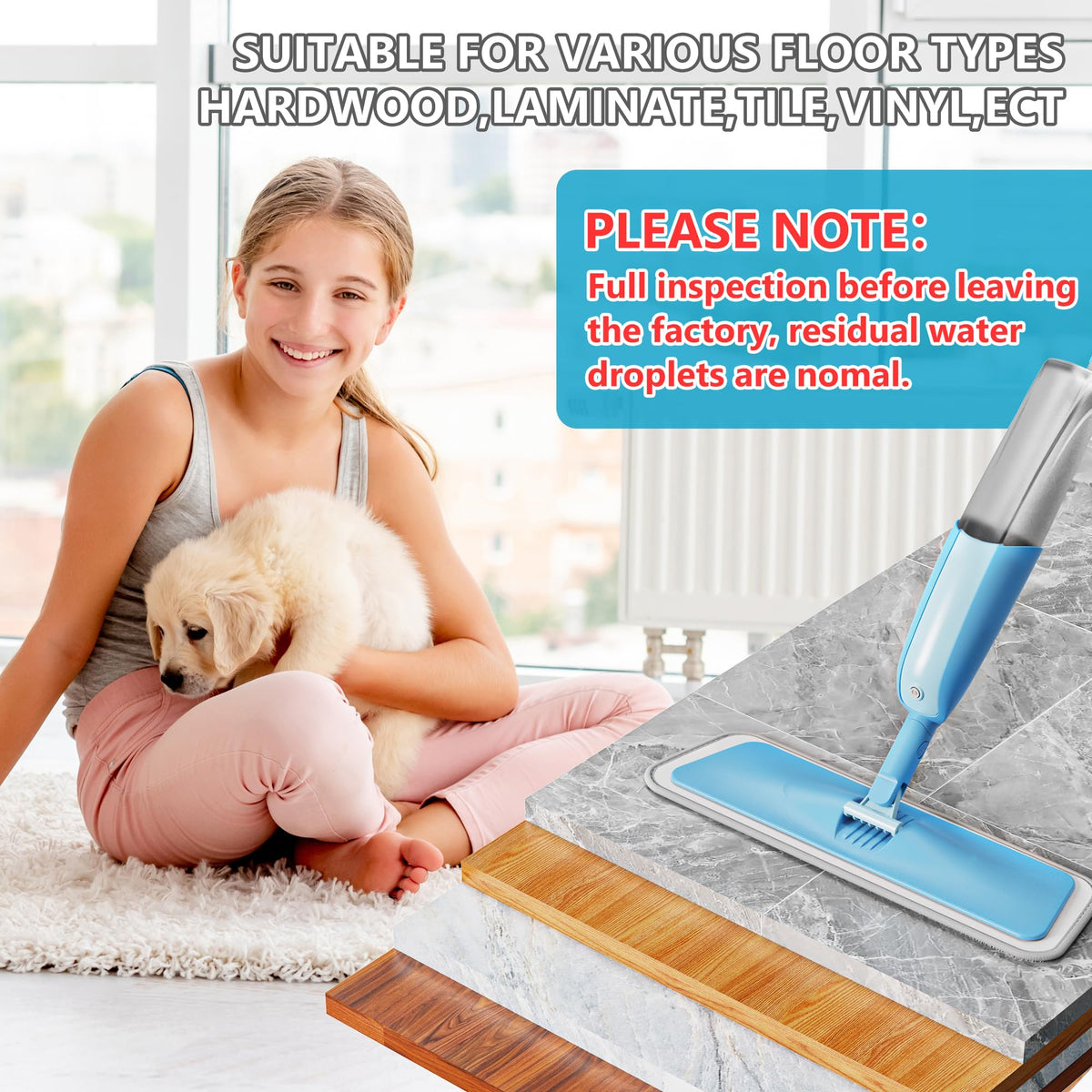 Spray Mop with 3 Washable Pads for Cleaning Floors: Microfibre Floor Mop