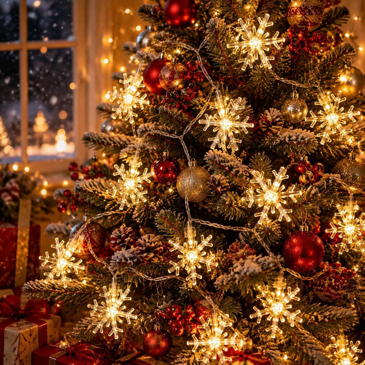 Fulighture Fairy Lights Battery Operated: 5m 16ft 40LED Snowflake