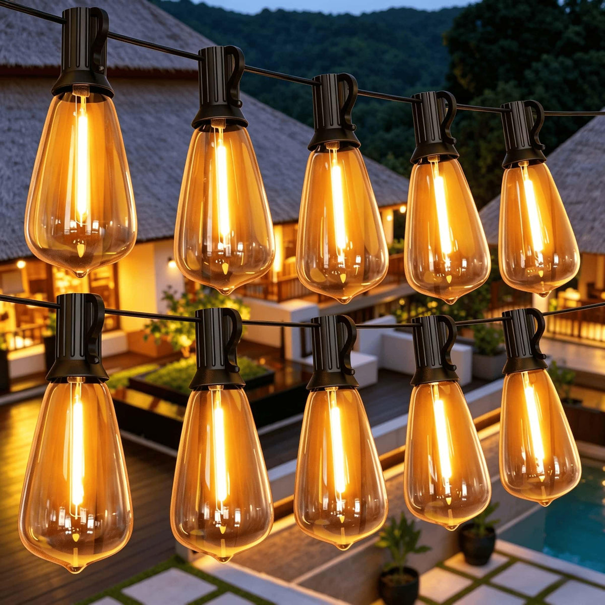 GPATIO Garden Lights, 30FT/9M LED Festoon Lights with 16 Shatterproof Bulbs