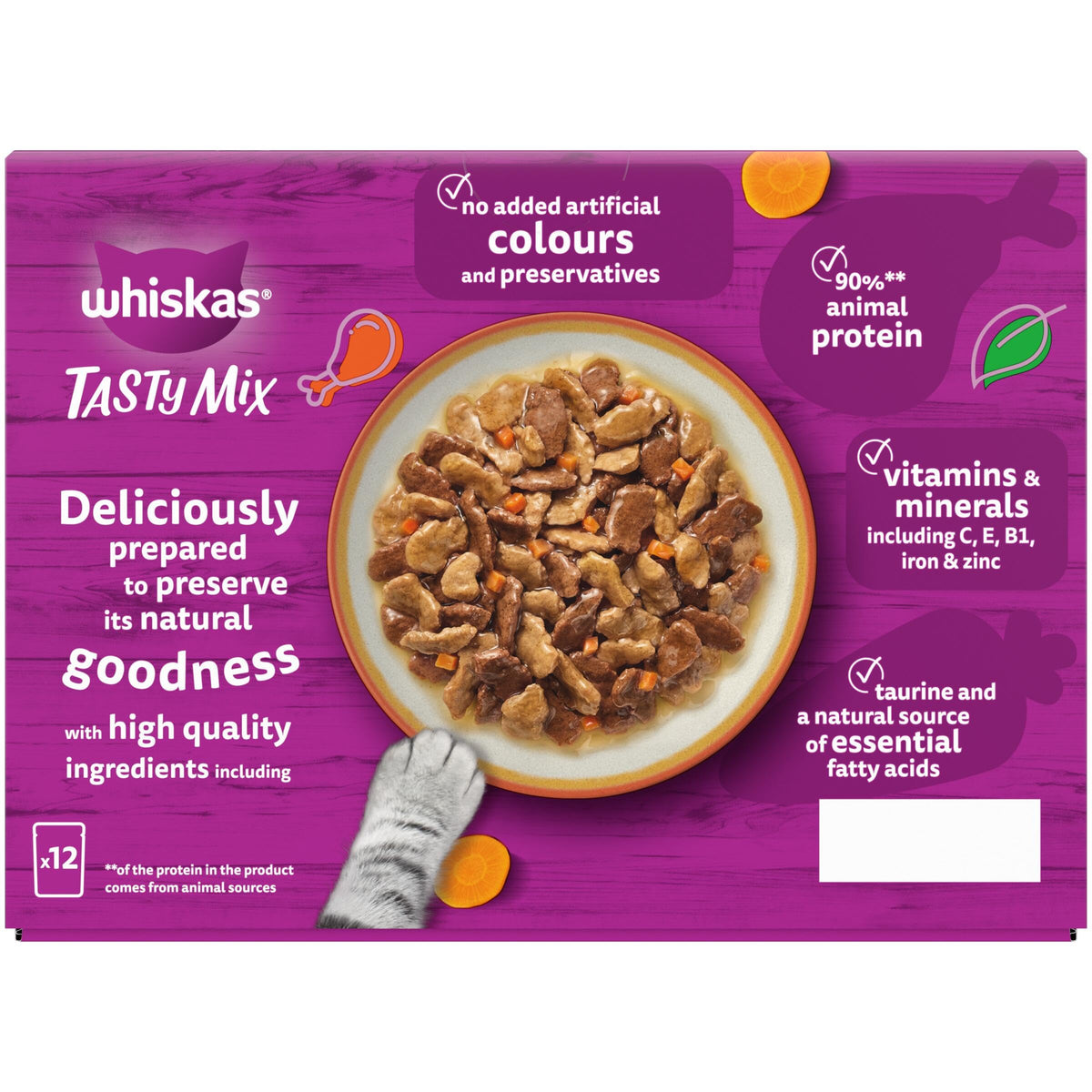 whiskas Tasty Mix 1+Chef´s Choice in Gravy 40x85g Pouches, Adult Cat Food