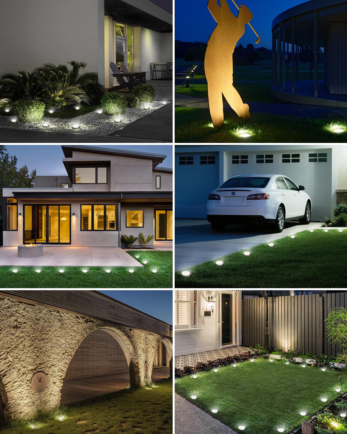 btfarm Solar Lights Outdoor Garden, 6 Pack 8 LED Solar Ground Disk Lights Outdoor IP65 Waterproof for Garden Pathway Lawn Patio Yard Landscape (Blue)