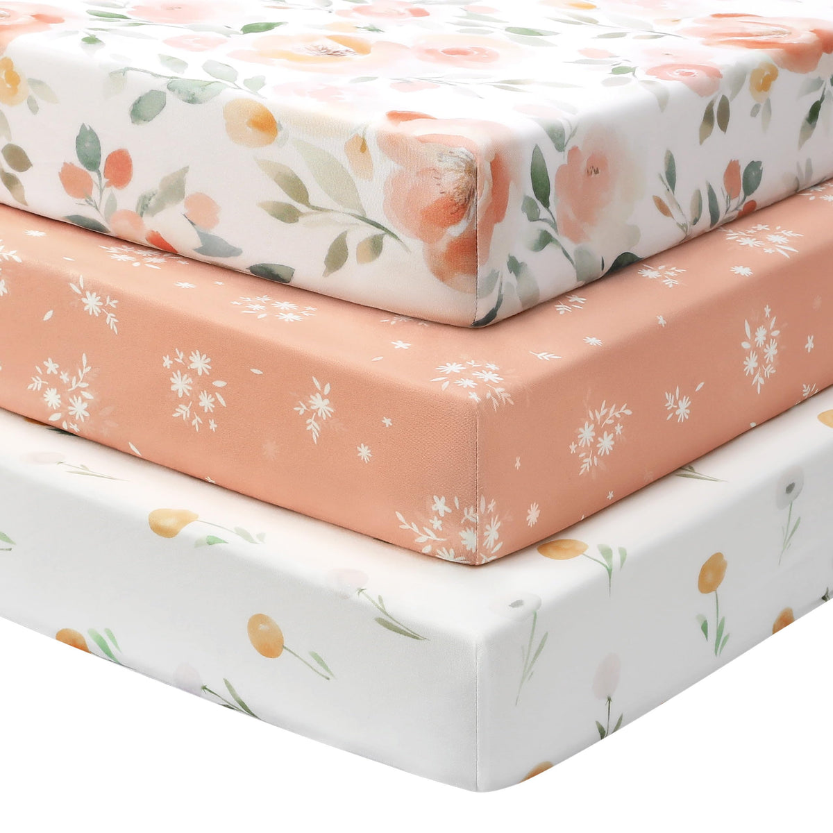 Cot Bed Sheets 140 x 70cm Fitted, 3 Pack Baby Cot Sheets, Ultra Soft & Silky Smooth Microfiber Toddler Bed Sheets Pink Rainbow