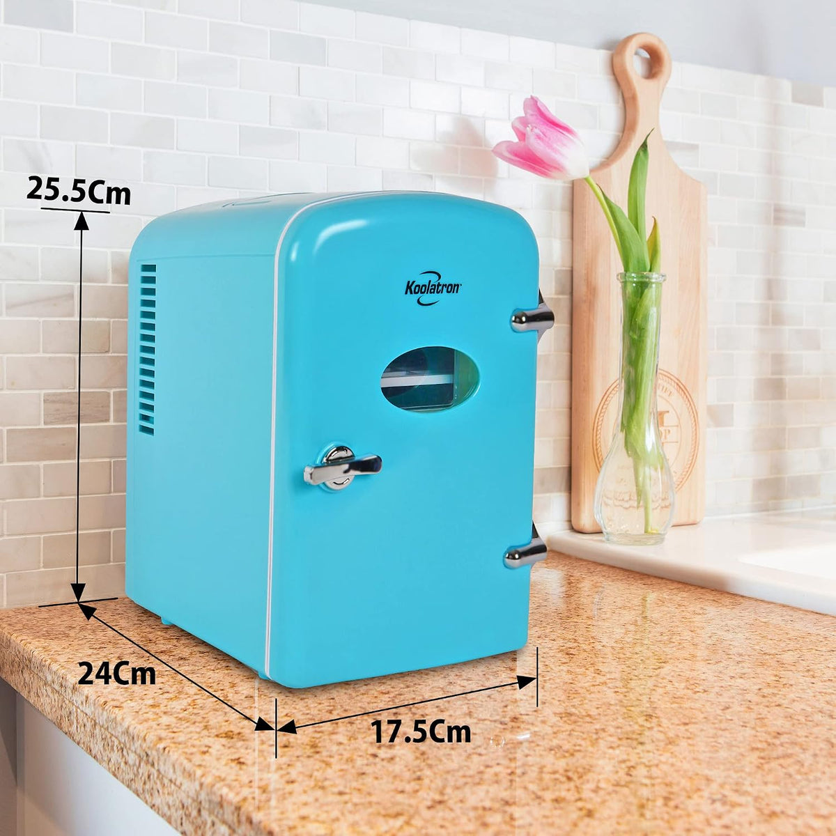 Koolatron Retro Mini Fridge For Bedrooms 12V Portable Cooler Refrigerator 4L Small 6 Can Table Top Quiet Mini Fridges For Skincare Food Drinks Kids Home Car & Travel Black