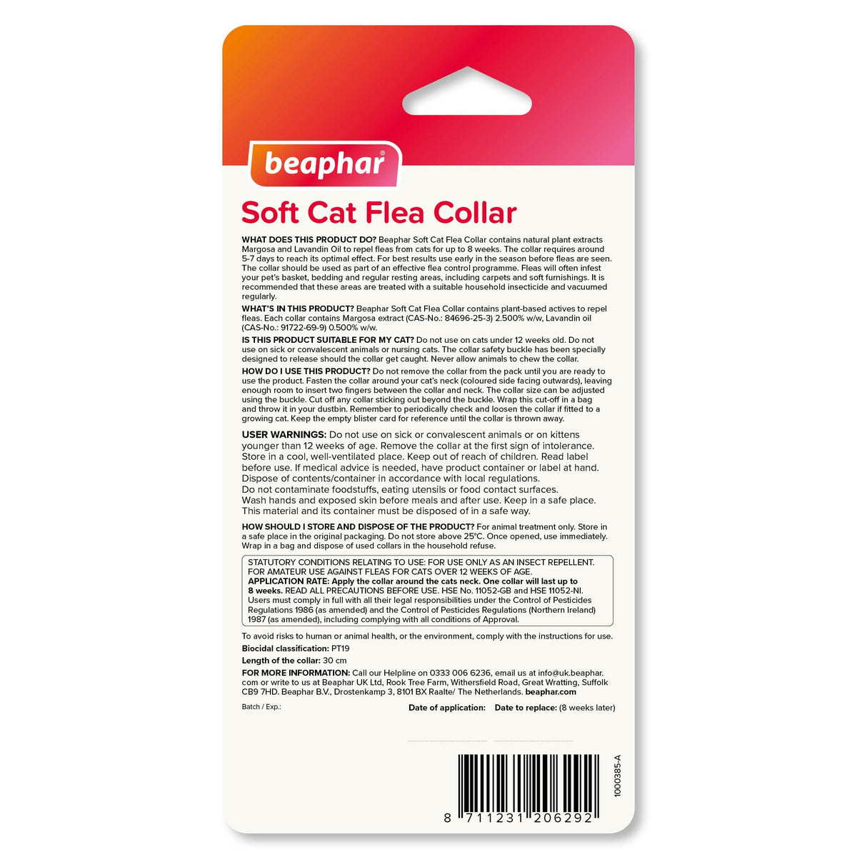 Beaphar – Soft Flea Collar for Cats – Repels Fleas For up to 8 Weeks – Adjustable Fit With Quick Release Safety Buckle – Reflective Finish for More Visibility at Night – 1 x Reflective Collar