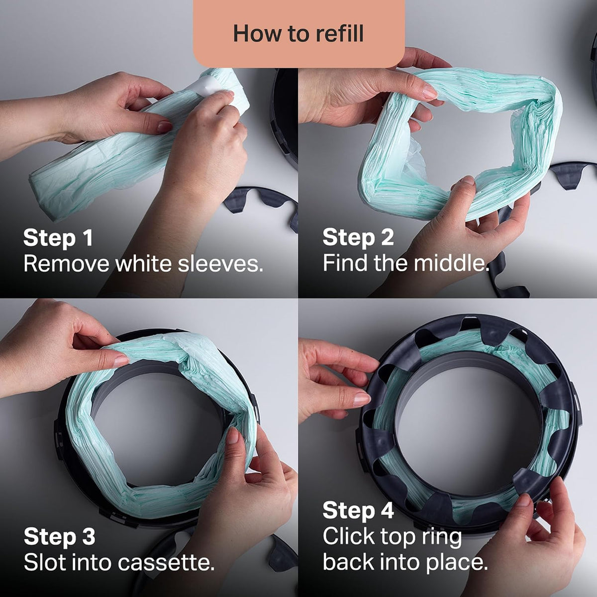 Tommee Tippee Twist & Click Nappy Bin Refill Cassettes Pack of 3