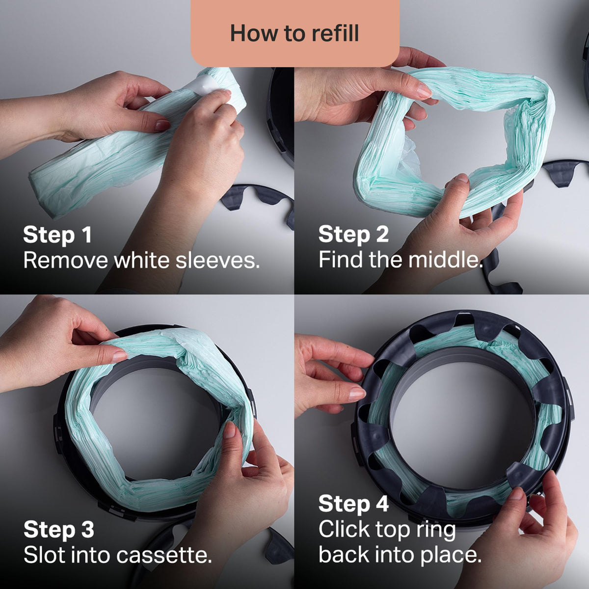Tommee Tippee Twist & Click Nappy Bin Refill Cassettes Pack of 3
